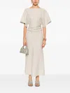 Staud Amelie Linen Midi Dress In Natural In White