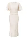 Staud Amelie Linen Midi Dress Natural In Beige