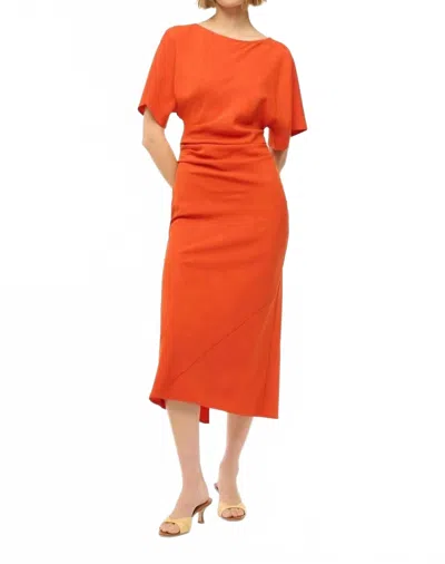 Staud Amelie Midi Dress In Cayenne In Red