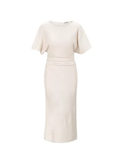 Staud Amelie Ruched-waist Dress In Black