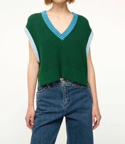 Staud Americana V Neckline Sweater In Jungle Sky Ivory In Multi