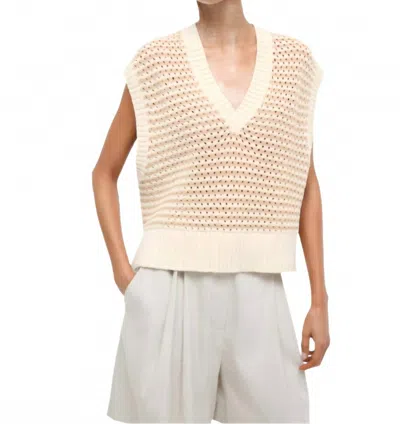Staud Americana V-neck Sweater In Breeze Creme In Multi