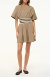 Staud Amy Contrast Detail Minidress In Taupe