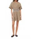 Staud Amy Contrast Detail Minidress In Brown