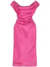 Staud Andrea Off-shoulder Midi Dress In Pink