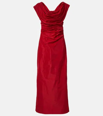 Staud Andrea Taffeta Midi Dress In Red