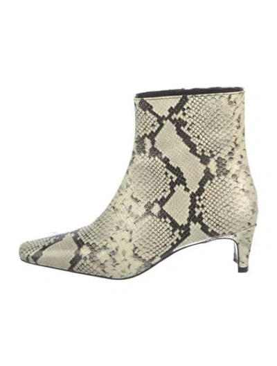 Pre-owned Staud Animal Print Boots In Neutral