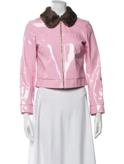 Pre-owned Staud Animal Print Evening Jacket In Pink