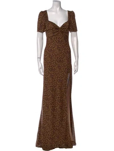 Pre-owned Staud Animal Print Long Dress In Black