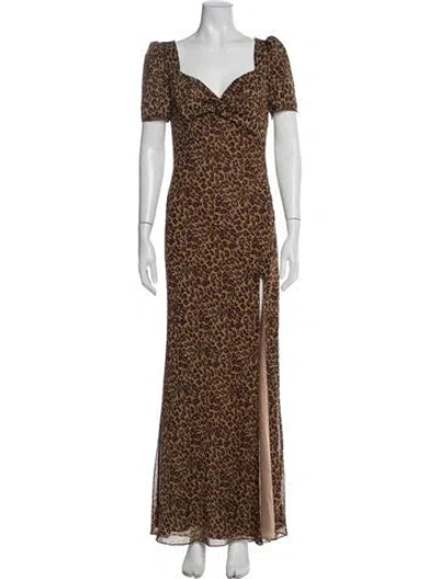 Pre-owned Staud Animal Print Long Dress In Neutral
