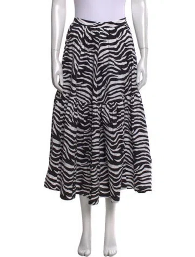 Pre-owned Staud Animal Print Midi Length Skirt In Black