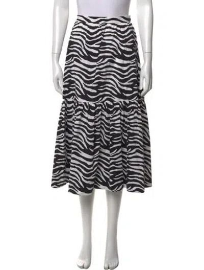 Pre-owned Staud Animal Print Midi Length Skirt W/ Tags In Black