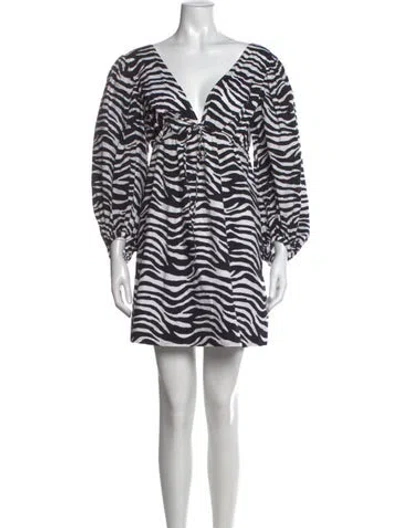 Pre-owned Staud Animal Print Mini Dress In Black