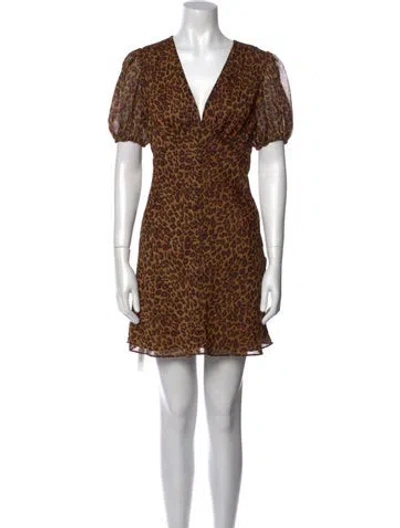 Pre-owned Staud Animal Print Mini Dress In Brown