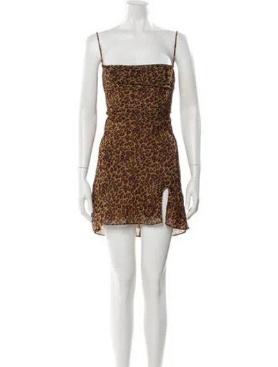Pre-owned Staud Animal Print Mini Dress In Brown