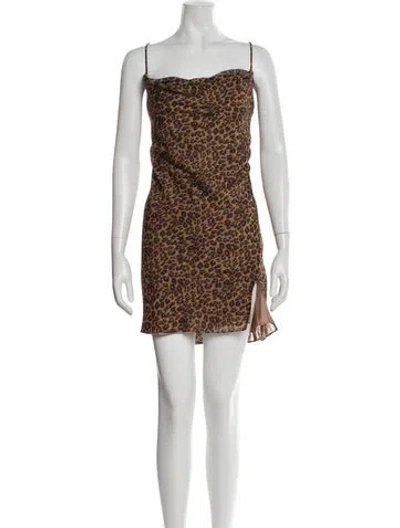 Pre-owned Staud Animal Print Mini Dress In Neutral
