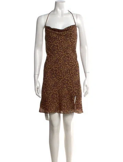 Pre-owned Staud Animal Print Mini Dress In Neutrals
