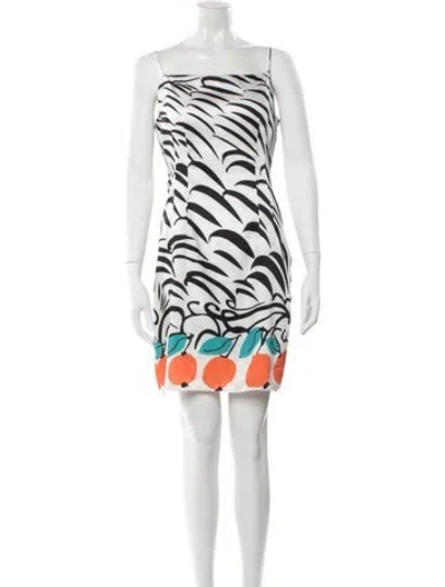 Pre-owned Staud Animal Print Mini Dress In White