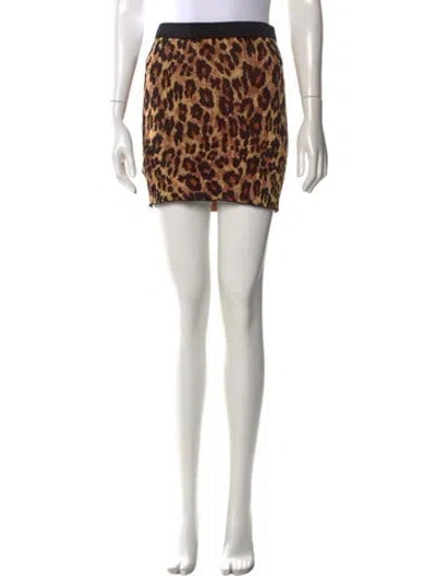 Pre-owned Staud Animal Print Mini Skirt In Brown