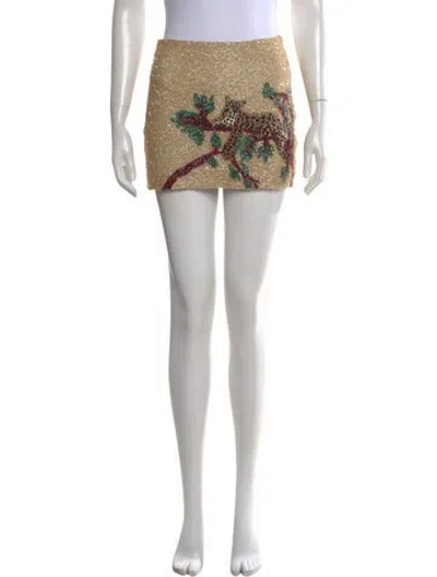 Pre-owned Staud Animal Print Mini Skirt In Multicolor