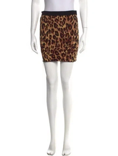 Pre-owned Staud Animal Print Mini Skirt W/ Tags In Brown