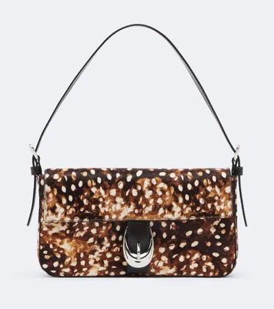 Staud Animal-printed Calf Hair Shoulder Bag In Brown