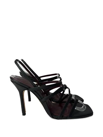 Pre-owned Staud Anise Multi-strap Sandals In Black