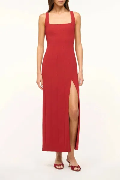 STAUD ANKLE PORTRAIT DRESS IN ROUGE