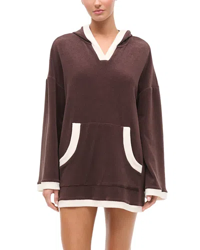 Staud Anona Hooded Cotton-blend Terry Coverup In Brown