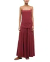 Staud Ari Poplin Dress In Burgundy