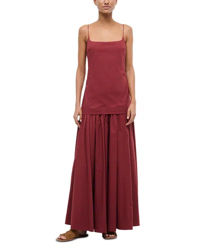 Staud Ari Poplin Dress In Burgundy