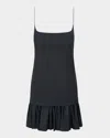 Staud Ari Ruffled Drop-waist Mini Dress In Black