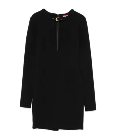 Staud Astor Long-sleeved Mini Dress In Black