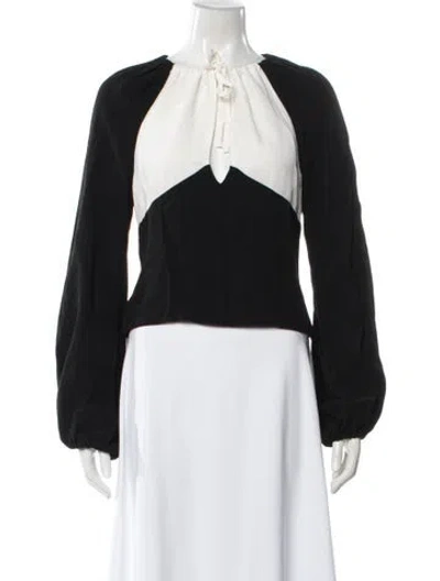 Pre-owned Staud Astoria V-neck Blouse In Black