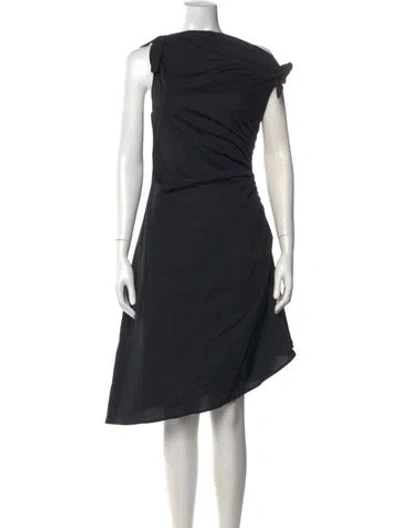Pre-owned Staud Asymmetrical Knee-length Dress In Black