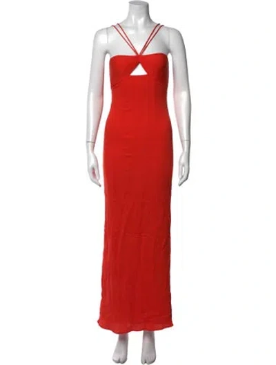 Pre-owned Staud Asymmetrical Long Dress In Orange