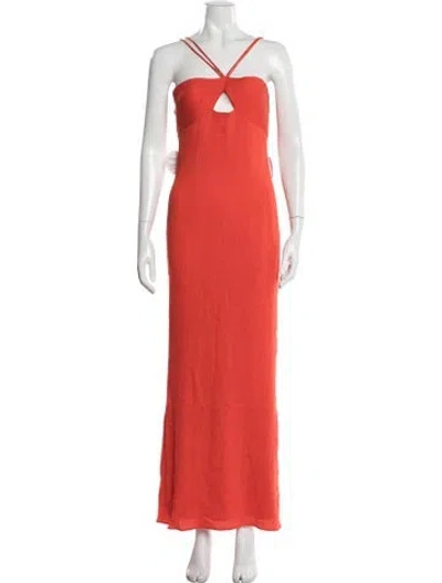 Pre-owned Staud Asymmetrical Long Dress W/ Tags In Red