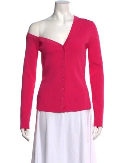 Pre-owned Staud Asymmetrical Long Sleeve Top W/ Tags In Pink