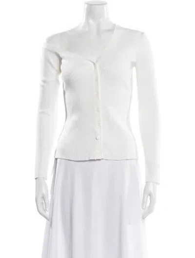 Pre-owned Staud Asymmetrical Long Sleeve Top In White
