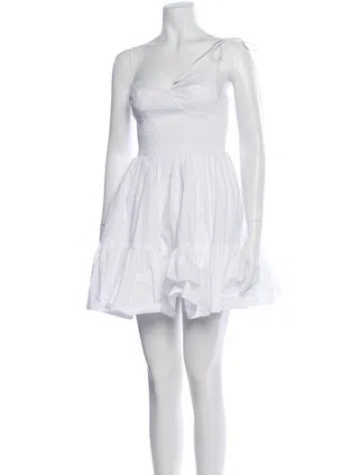 Pre-owned Staud Asymmetrical Mini Dress In White