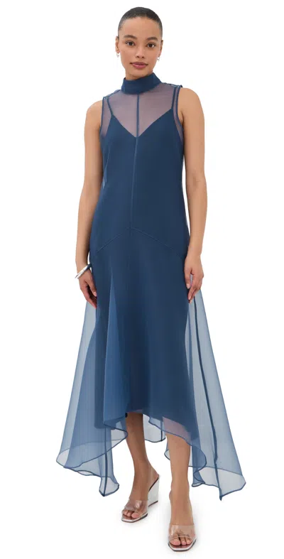 Staud Auden Dress Navy In Pink