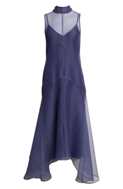 Staud Auden Sleeveless Chiffon Gown In Blue