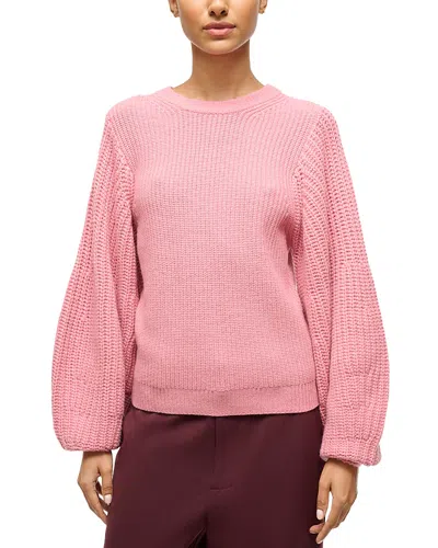 Staud Aura Ribbed Wool-blend Sweater In Damask Pink