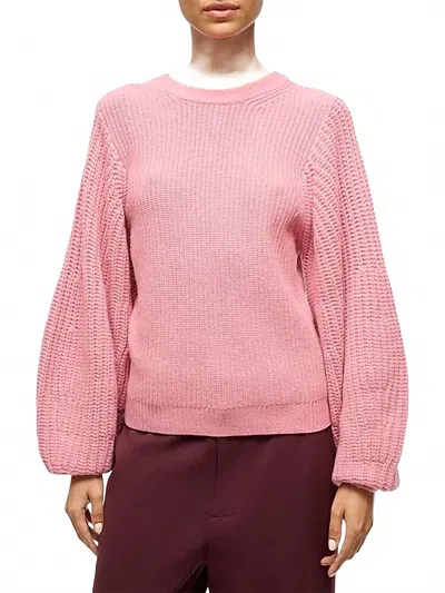 Staud Aura Ribbed Wool-blend Sweater In Damask Pink