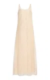 Staud Aurielle Beaded Tulle Maxi Dress In Brown