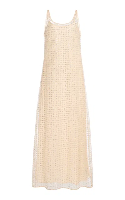 STAUD AURIELLE BEADED TULLE MAXI DRESS