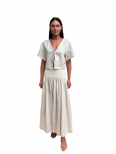 Staud Ava Linen Top In Natural In White