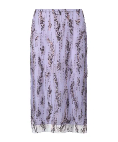 Staud Aviva Beaded Tulle Midi Skirt In Purple