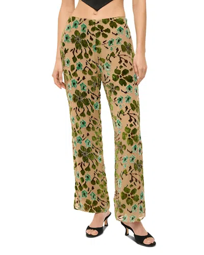 Staud Avola Beaded Pants In Moss Floral