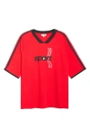 Staud Axis Jersey Graphic Top In Red
